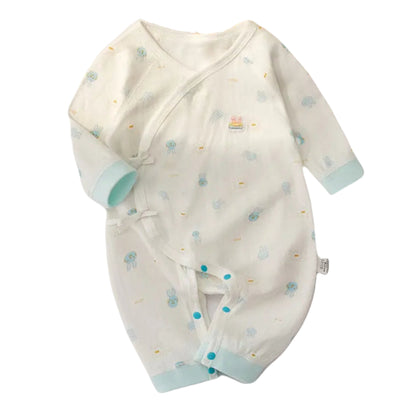 Snail Print Baby Boy Romper: European-Inspired Style with Blue Border