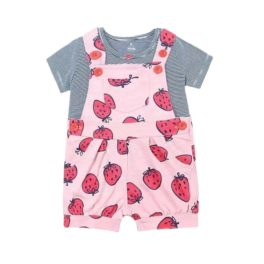 Sweet Strawberry Delights: Baby Girl Overall Sets and Rompers