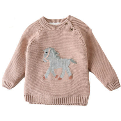 Baby Pink Sherpa-Lined Horse Sweater