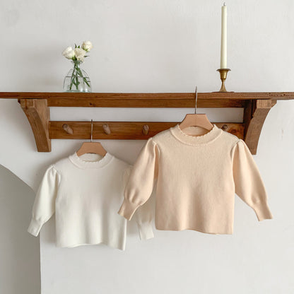 Crew Neck Baby Sweater - Apricot