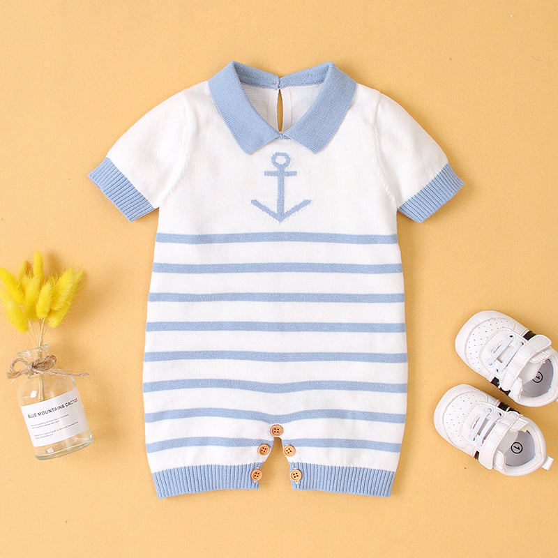 Baby Boy White/Blue Sailor Romper