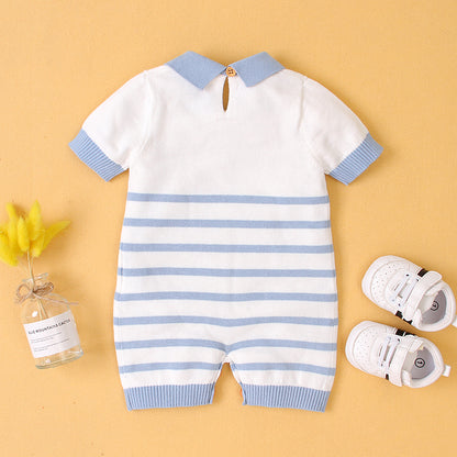 Baby Boy White/Blue Sailor Romper