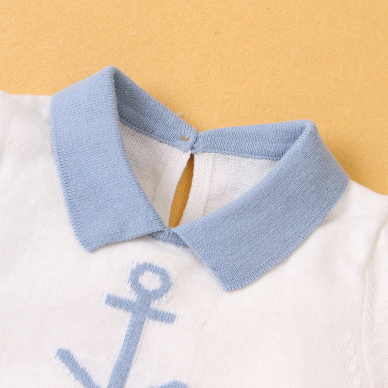 Baby Boy White/Blue Sailor Romper