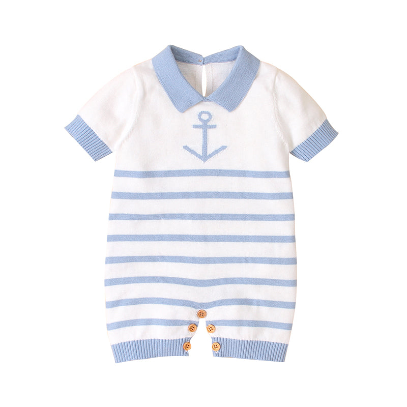 Baby Boy White/Blue Sailor Romper