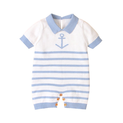 Baby Boy White/Blue Sailor Romper