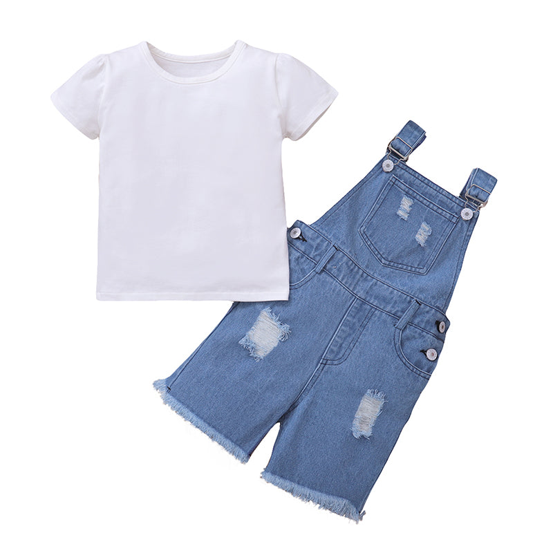 Baby Denim Overall Shorts Set