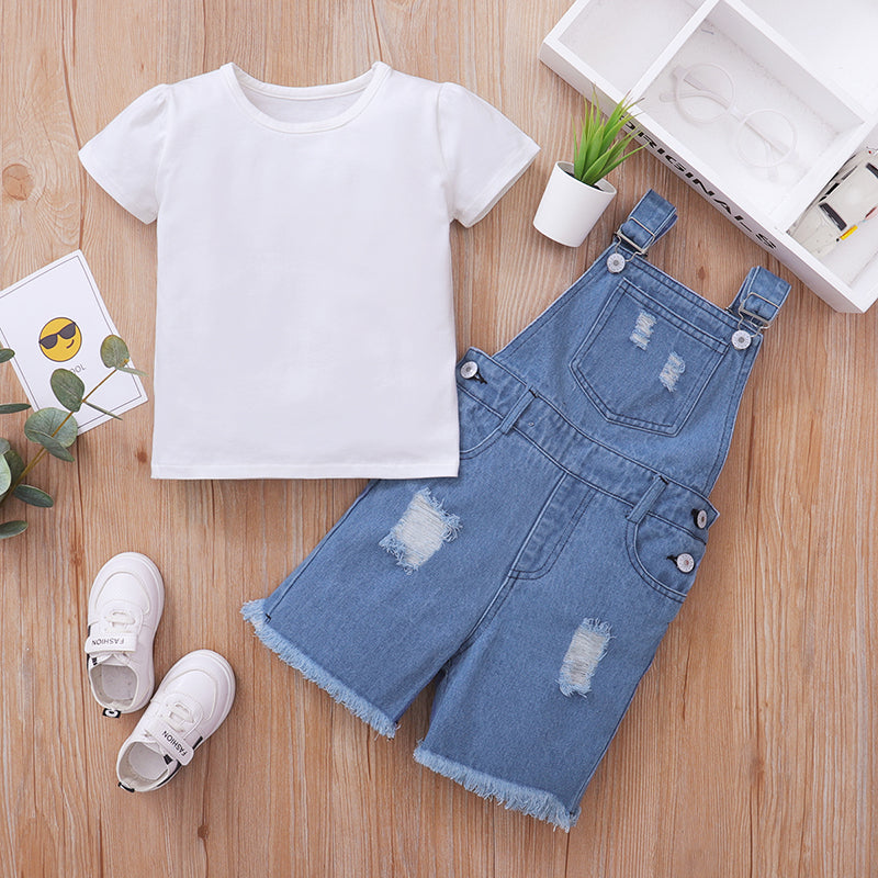 Baby Denim Overall Shorts Set