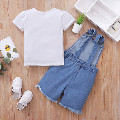 Baby Denim Overall Shorts Set