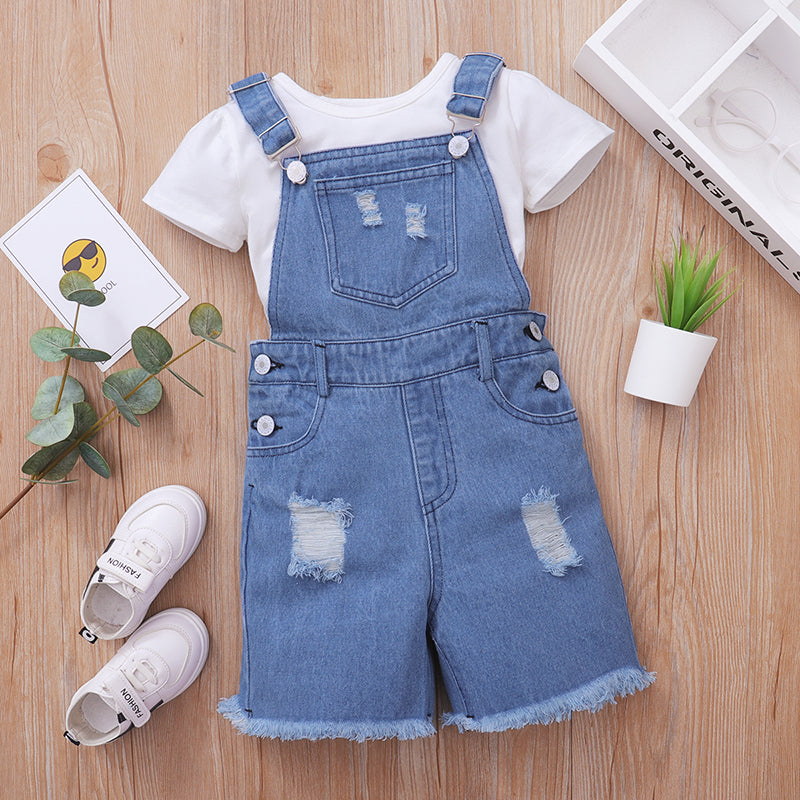 Baby Denim Overall Shorts Set