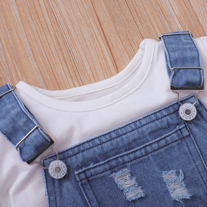 Baby Denim Overall Shorts Set