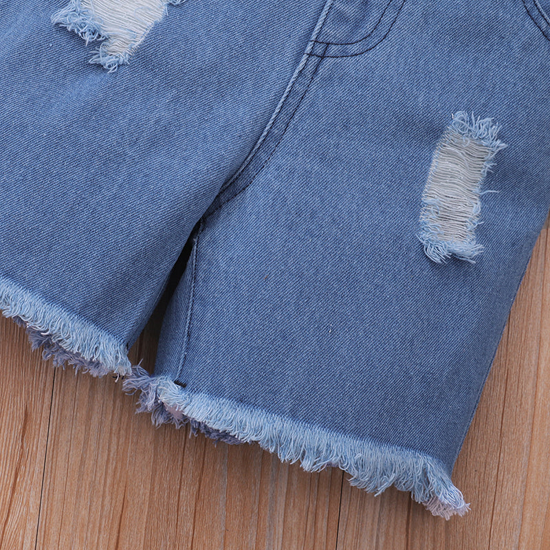 Baby Denim Overall Shorts Set