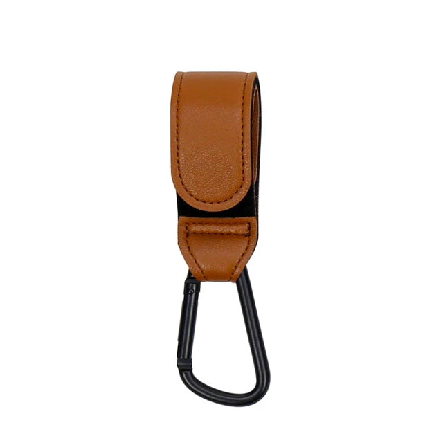 Leather Baby Stroller Hooks Tan | Cart Organizer & Diaper Bag Hangers