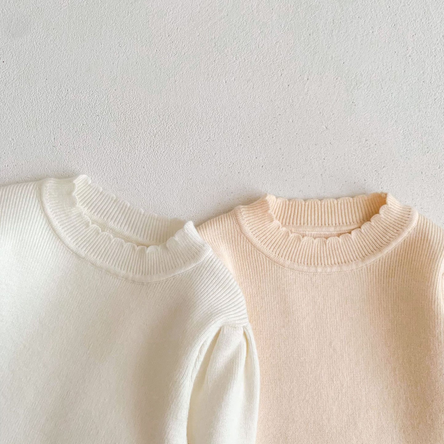 Crew Neck Baby Sweater - White