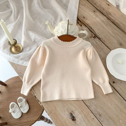 Crew Neck Baby Sweater - Apricot