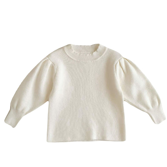 Crew Neck Baby Sweater - White