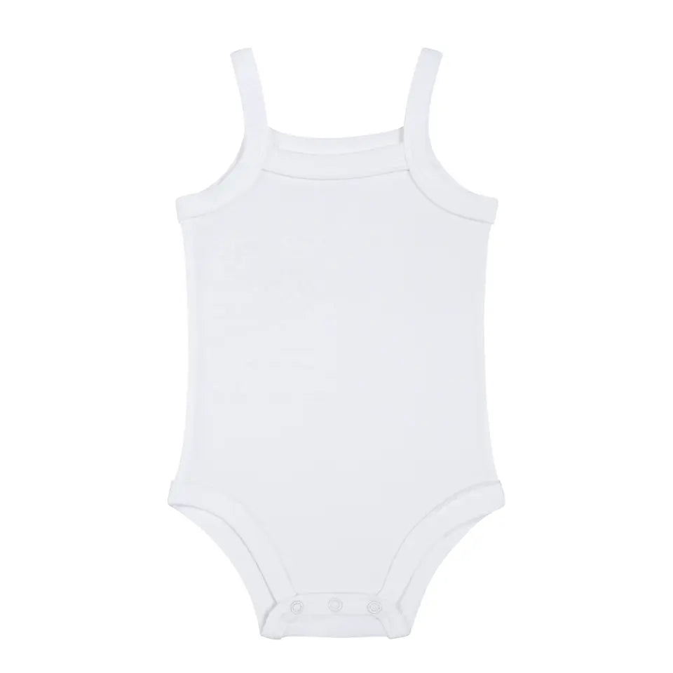 5 Piece White Sleeveless Baby Bodysuits