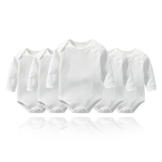 5 Piece Baby Neutral White Full Sleeve Bodysuits