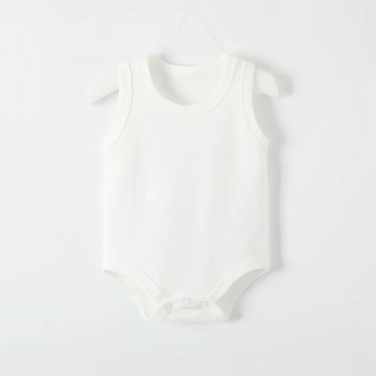 5 Piece White Baby Neutral Sleeveless Bodysuits Envelop