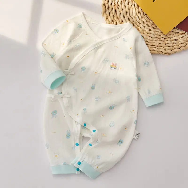 Lullaby Threads Snail Print Baby Boy Romper: European-Inspired Style with Blue Border