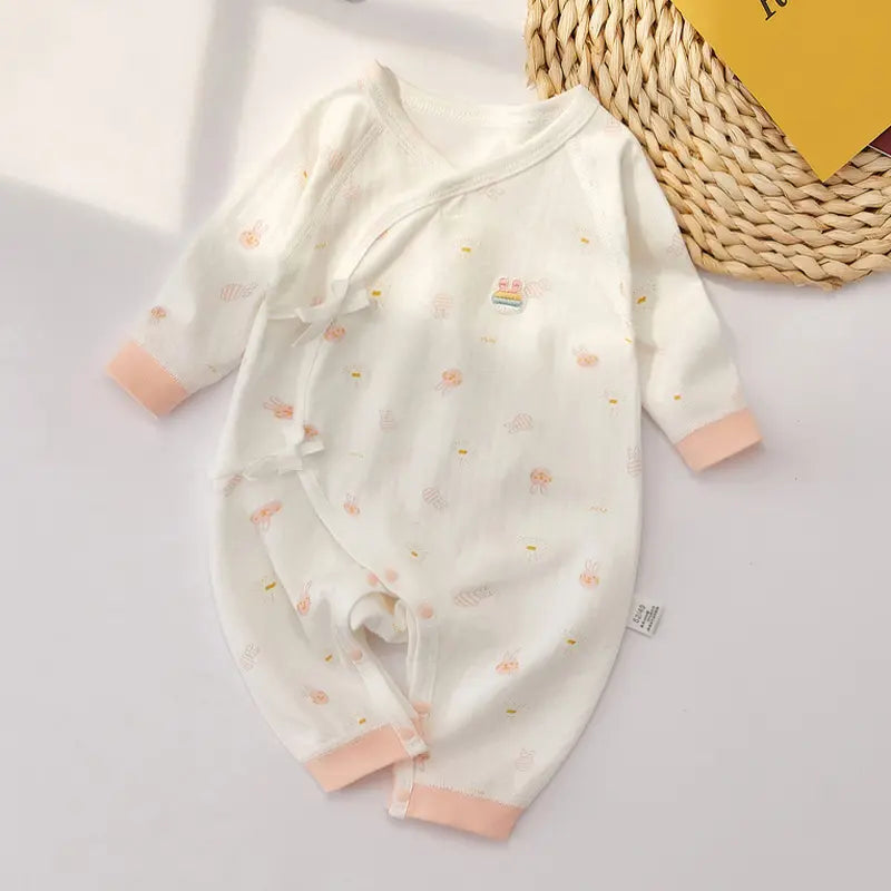 Lullaby Threads Snail Print Baby Girl Romper: European-Inspired Style with Pink Border