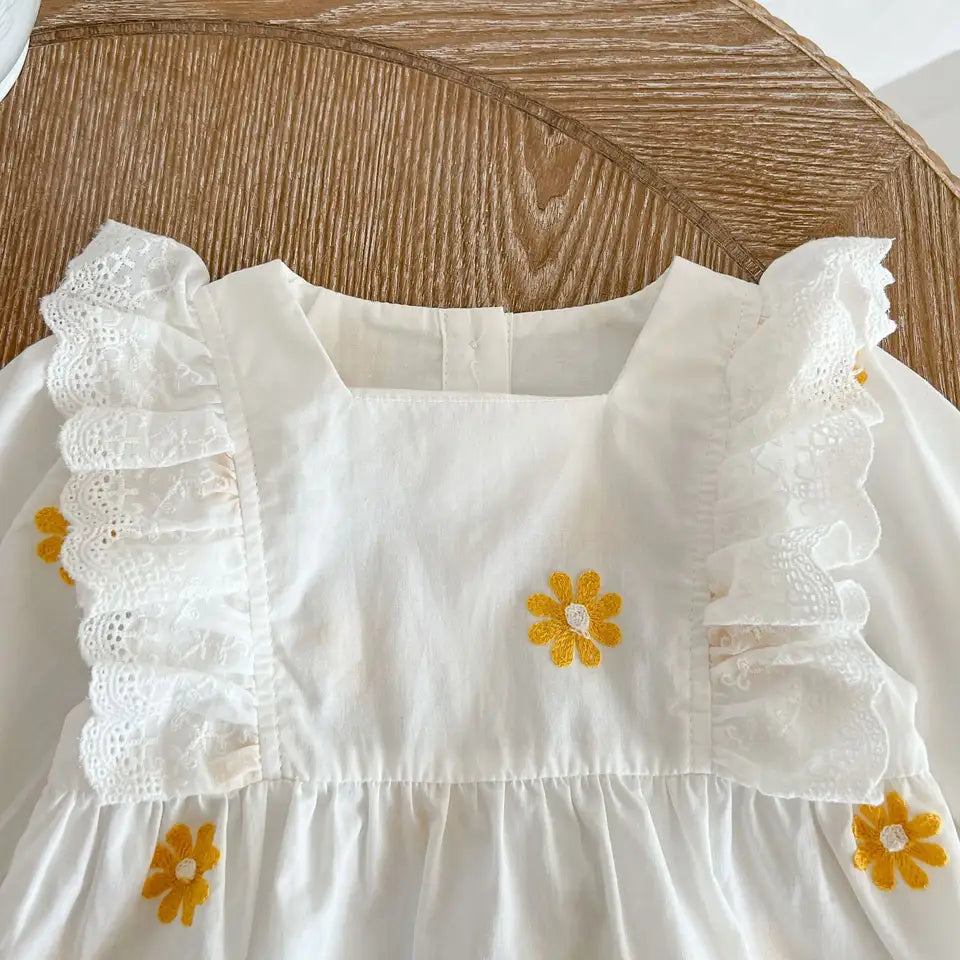 Lullaby Threads Blossom Buds: Baby Daisy Embroidered Jumpsuit | Free Shipping Over $100 AU wide