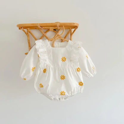 Lullaby Threads Blossom Buds: Baby Daisy Embroidered Jumpsuit | Free Shipping Over $100 AU wide