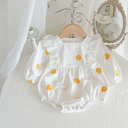 Lullaby Threads Blossom Buds: Baby Daisy Embroidered Jumpsuit | Free Shipping Over $100 AU wide