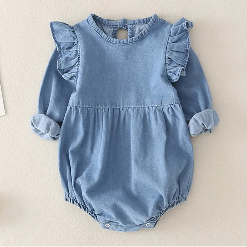 Baby Girl Flying Denim Full Sleeve Rompers