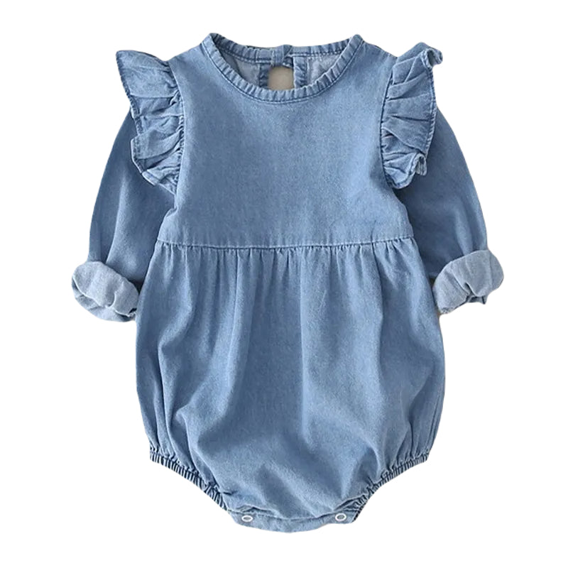 Baby Girl Flying Denim Full Sleeve Rompers