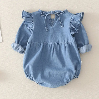 Baby Girl Flying Denim Full Sleeve Rompers