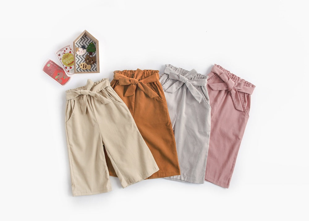 Corduroy Baby Girl Wide-Leg Pants - Beige