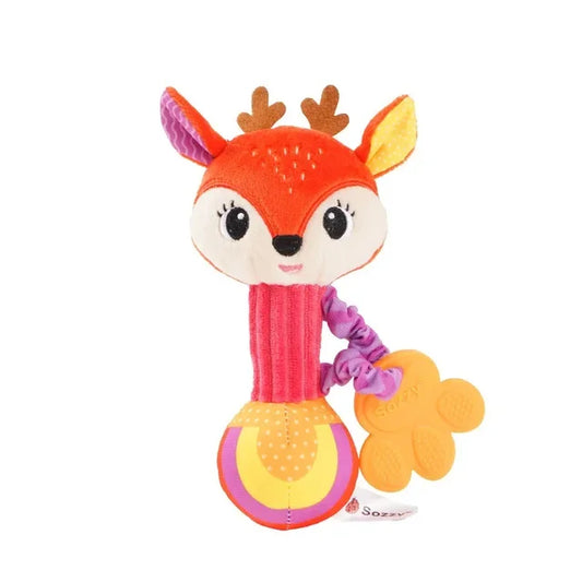 Soft Animal Rattle Toy with Crinkle & Squeaker