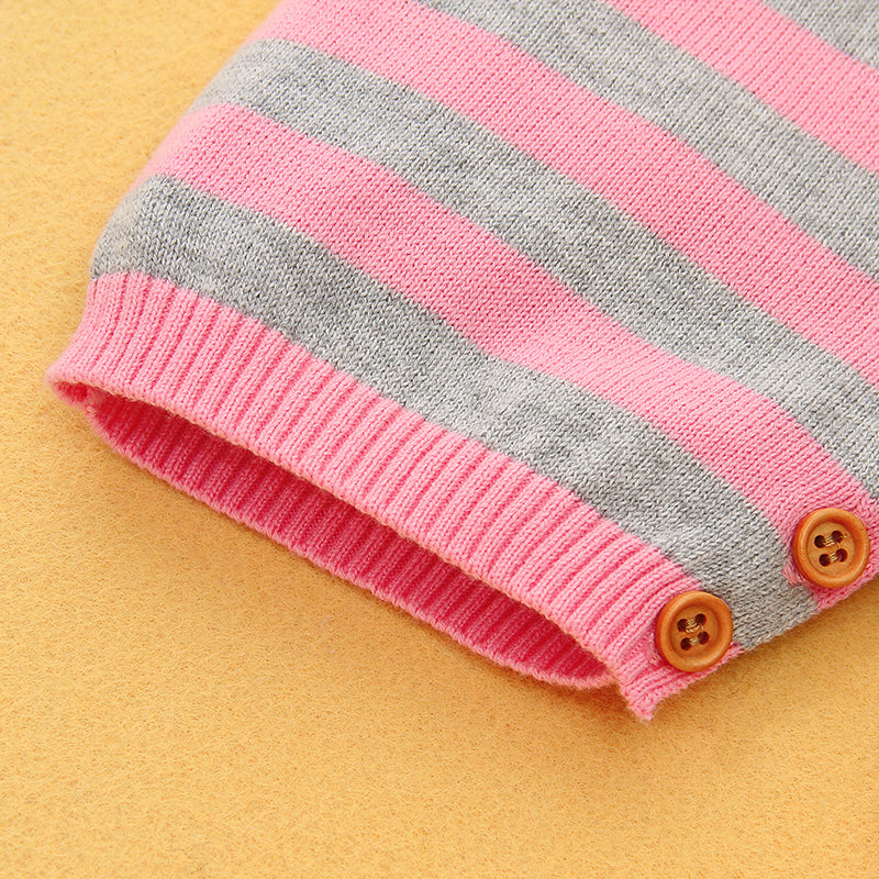 Pink Baby Girl Knitted Romper - Rainbow River of Cuteness