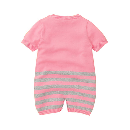 Pink Baby Girl Knitted Romper - Rainbow River of Cuteness