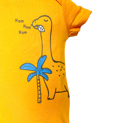 Dino Nom Nom Baby Bodysuit - Orange