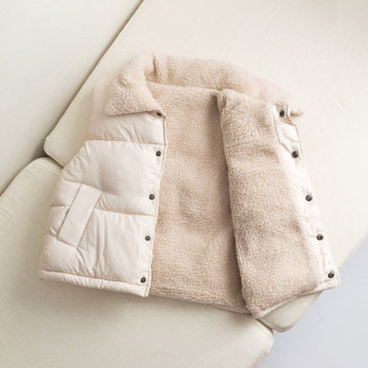 White Sleeveless Toddler Jacket with Sherpa Lining