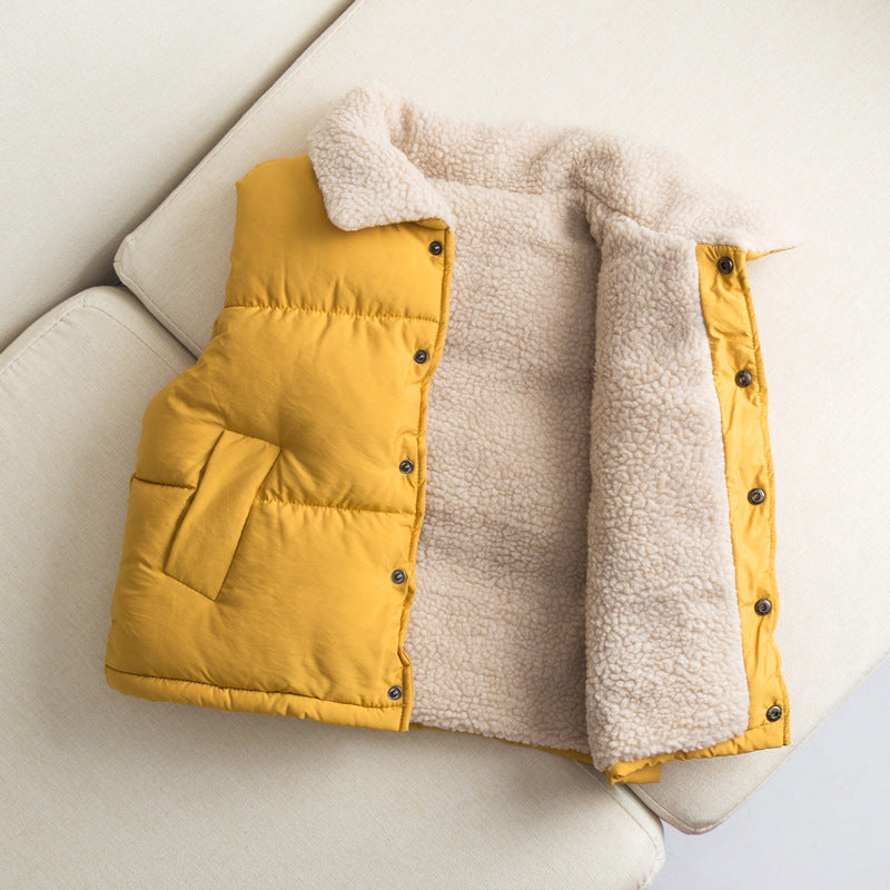 Tumeric Sleeveless Toddler Jacket with Sherpa Lining