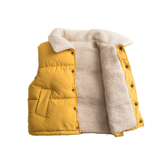 Tumeric Sleeveless Toddler Jacket with Sherpa Lining