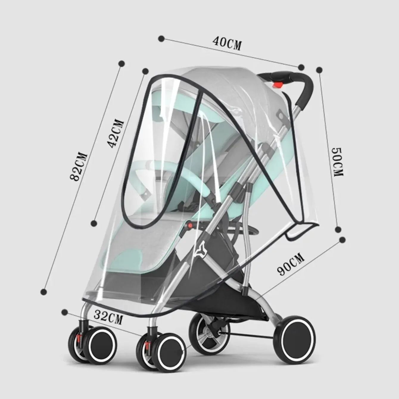 Universal Waterproof Rain Cover for Prams | Transparent Dust Cover with Zipper