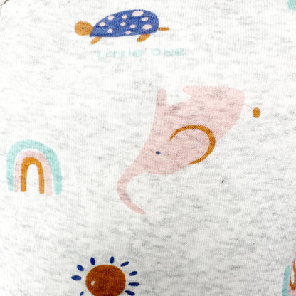 white baby bodysuit, pink elephants baby bodysuit, animal print baby clothes, cotton baby onesie, short sleeve baby onesie, baby bodysuit with snap buttons, rainbow and sun baby outfit, cute baby gift, baby shower gift ideas, newborn baby clothes.