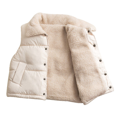 White Sleeveless Toddler Jacket with Sherpa Lining