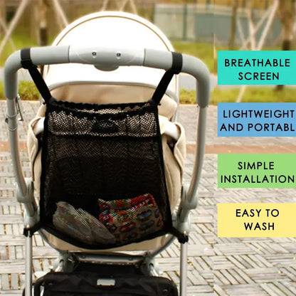 Portable Baby Stroller Hanging Net Bag | Large Capacity Pram Storage Organizer